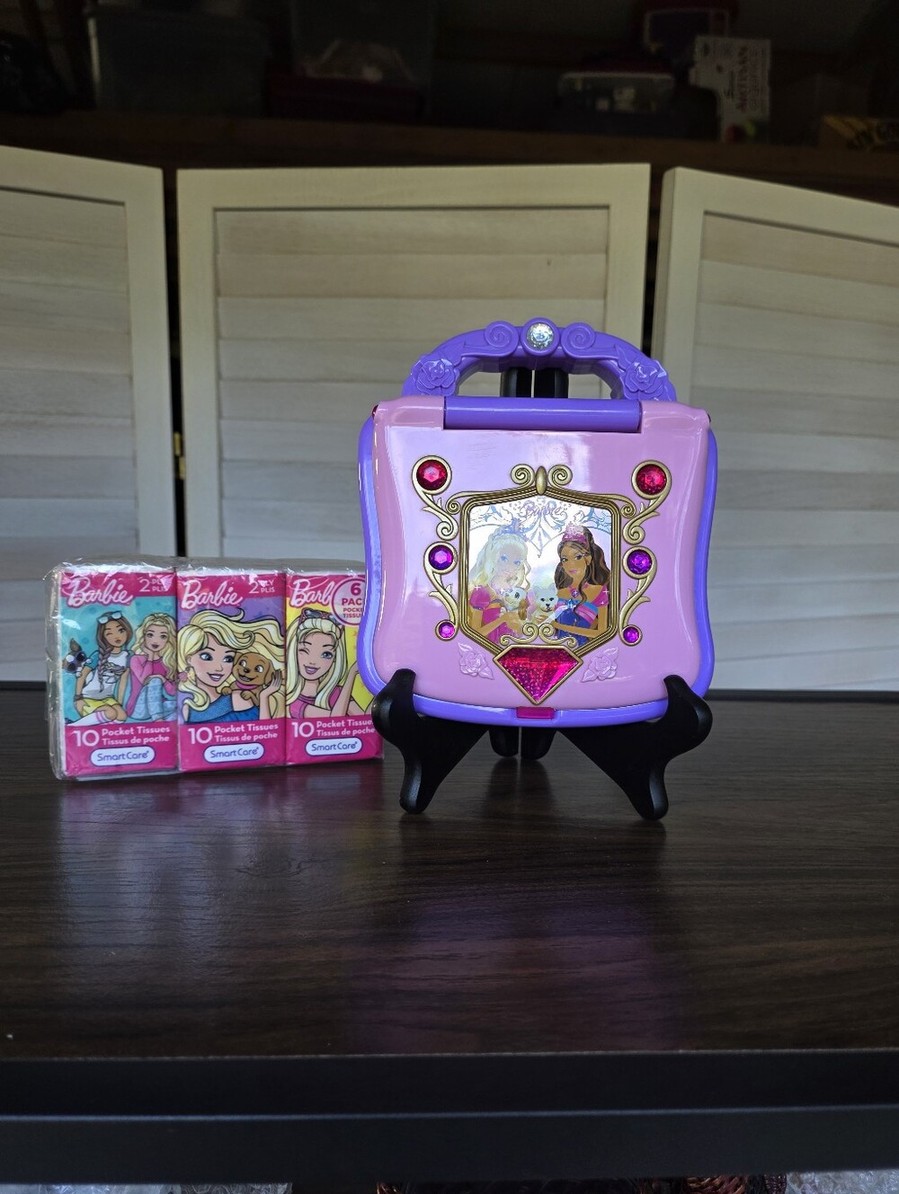 2008 Barbie & The Diamond Castle Learning Laptop & Barbie 6-Pack Tissue